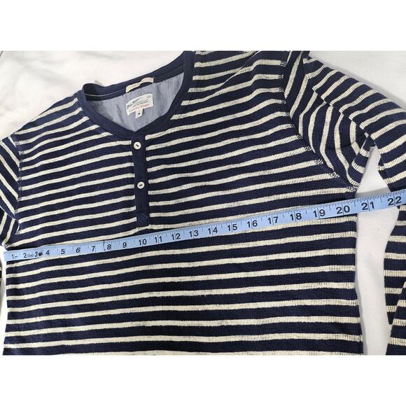 GANT RUGGER “THE BRETON” MEN’S LONG SLEEVE SHIRT – NAVY/WHITE STRIPES – SIZE M - Picture 10 of 11